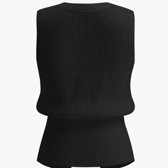 NWT - Commense Metal Buckle Waisted Sweater Vest - Black - Size Small (US 4) - Picture 2 of 8